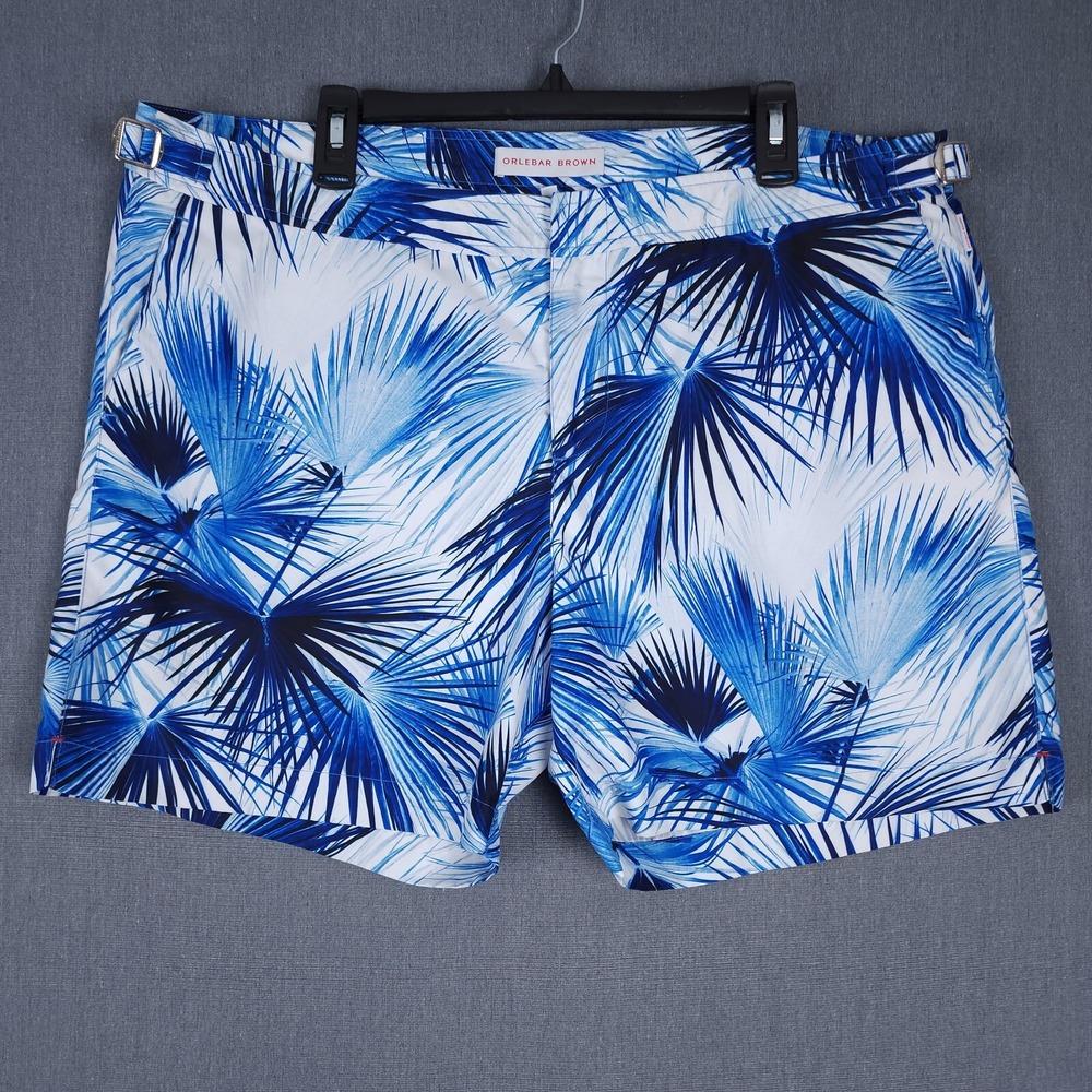 Orlebar Brown Setter Swim Shorts Mens 40 Hawaiian Palm AOP OB Classic Bulldog‎